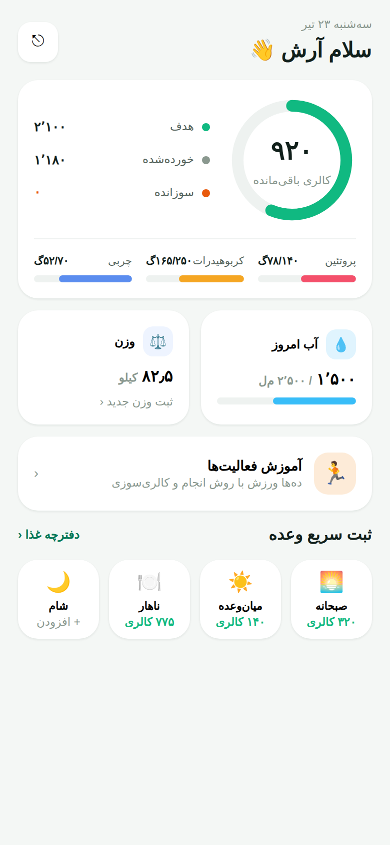 داشبورد روزانه لقمک