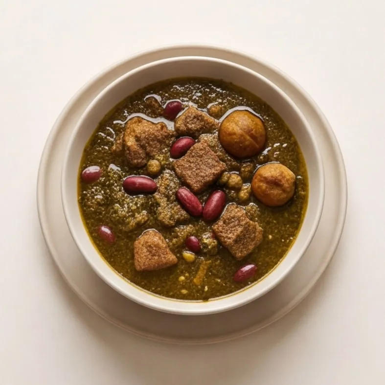 خورش قورمه سبزی با گوشت گوساله