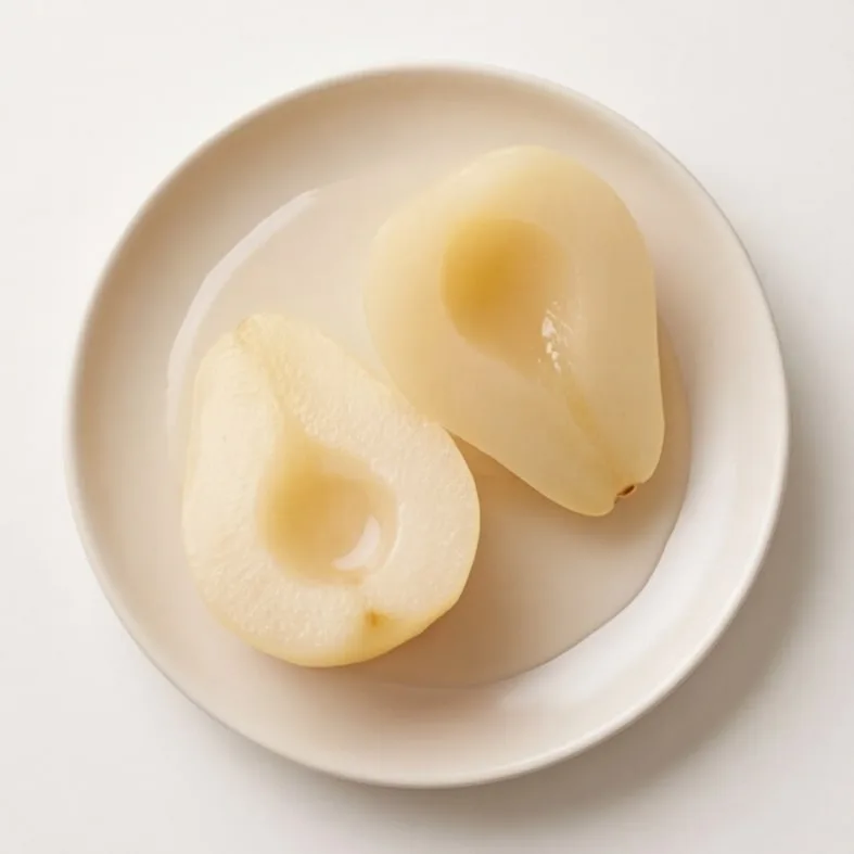 گلابی کنسروی در شربت غلیظ